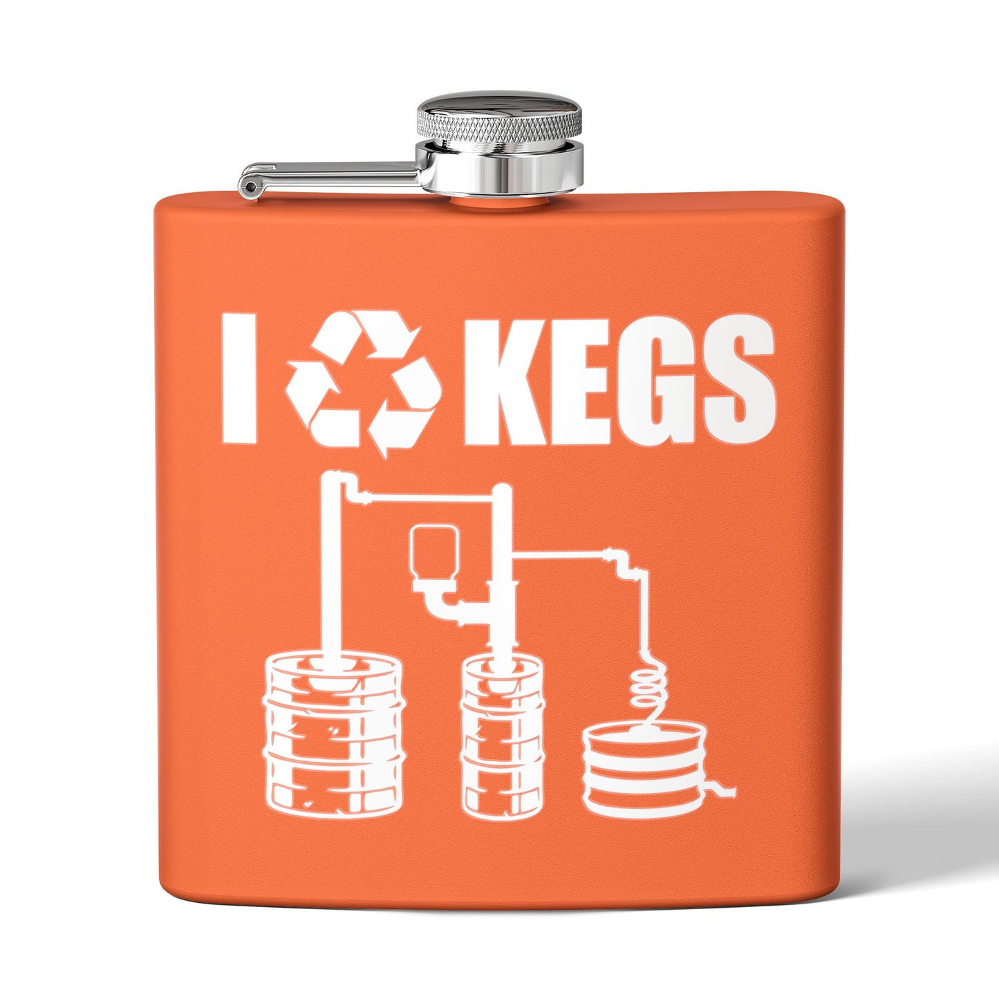 I Recycle Kegs Moonshiner & Hobbyist Distiller 6oz Stainless Steel Flask - Multiple Colors!