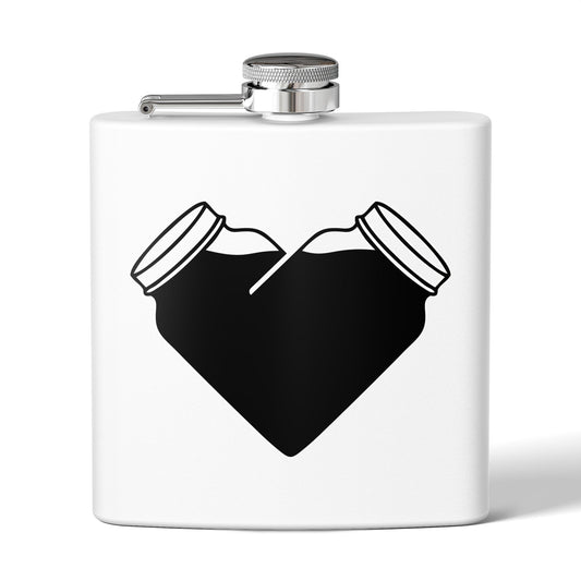 Mason Jar Heart Moonshine Love 6oz Stainless Steel Flask - Multiple Colors!