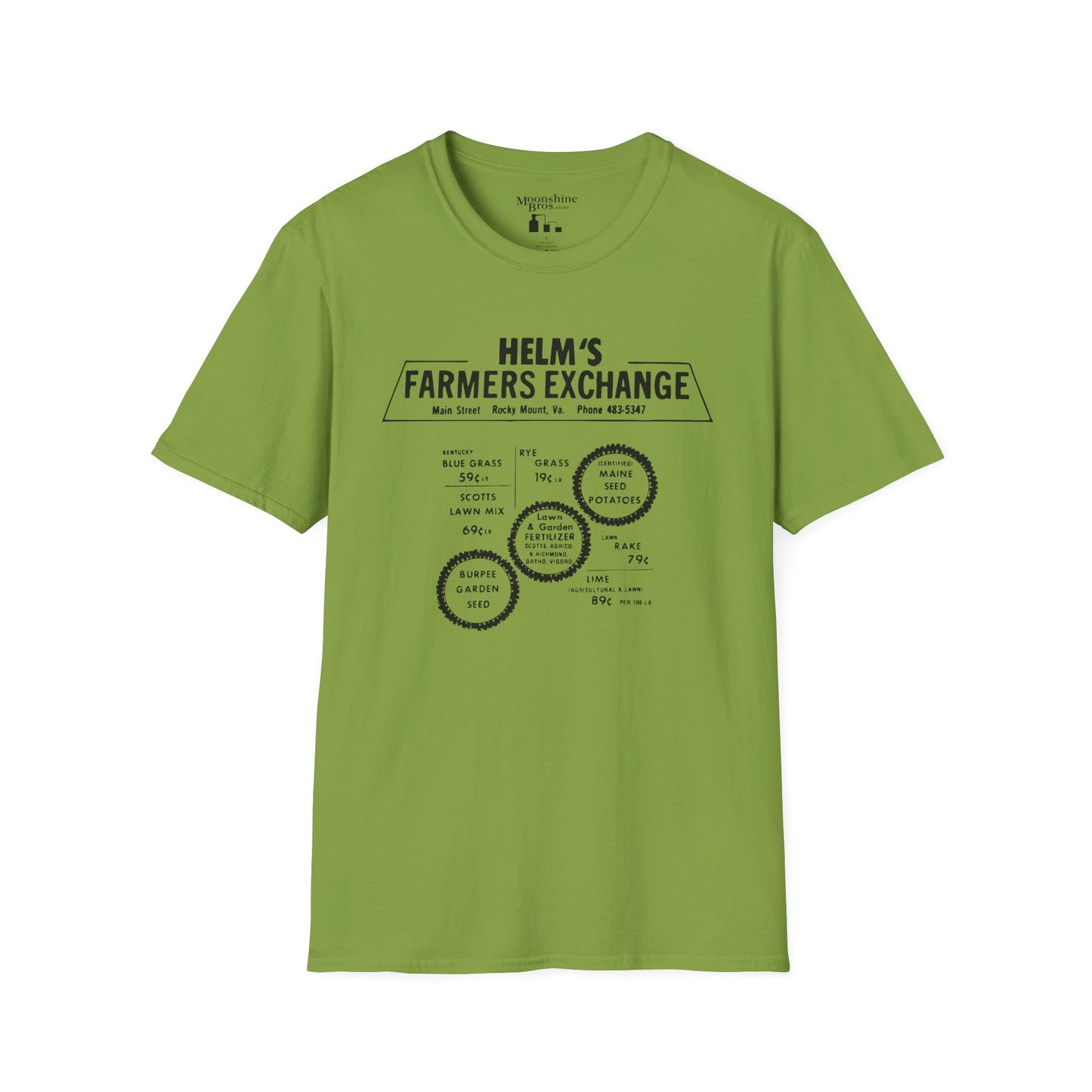 Helms Farmers Exchange — Moonshine History Front & Back Print Shirt