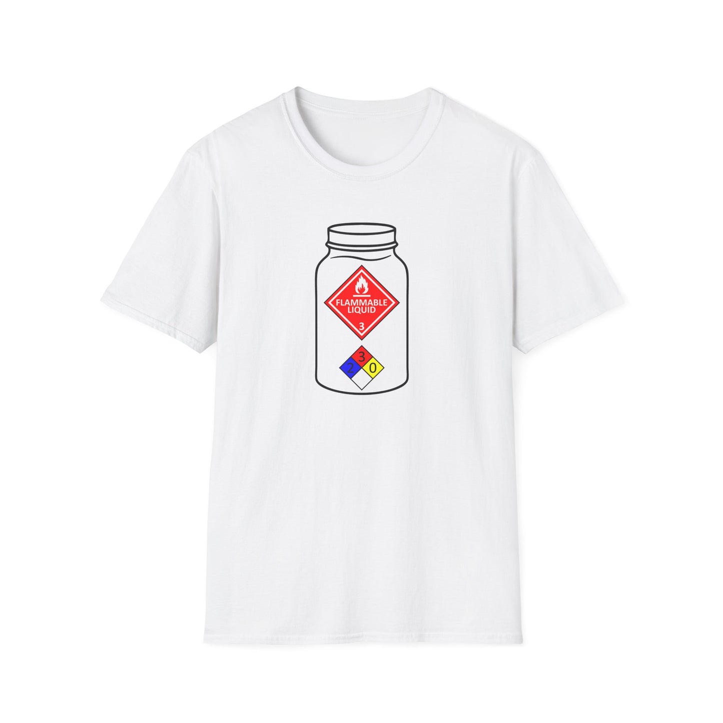 NFPA-704 Flammable Liquids Warning Moonshine & Distilling Softstyle Tee T-Shirt
