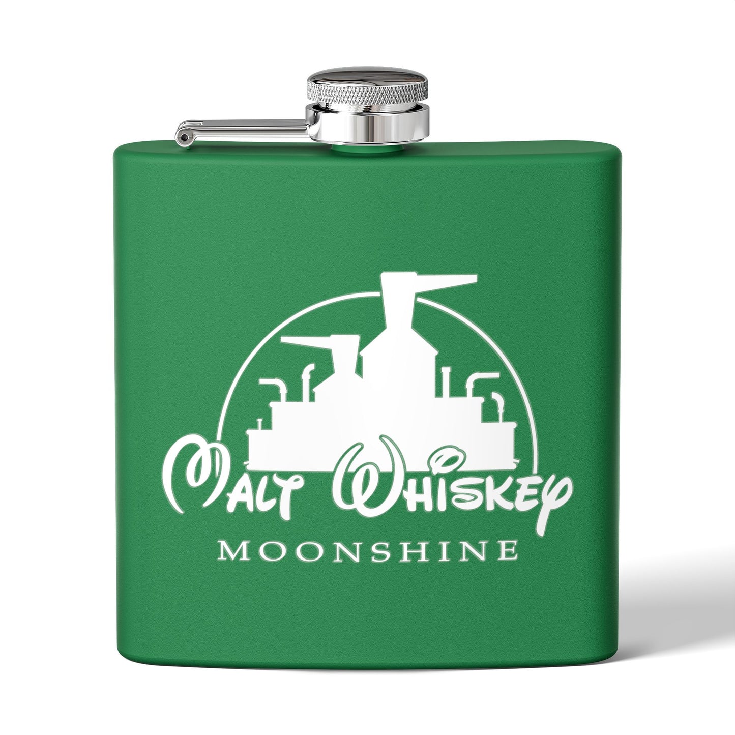 Malt Whiskey Moonshine Parody 6oz Stainless Steel Flask - Multiple Colors!