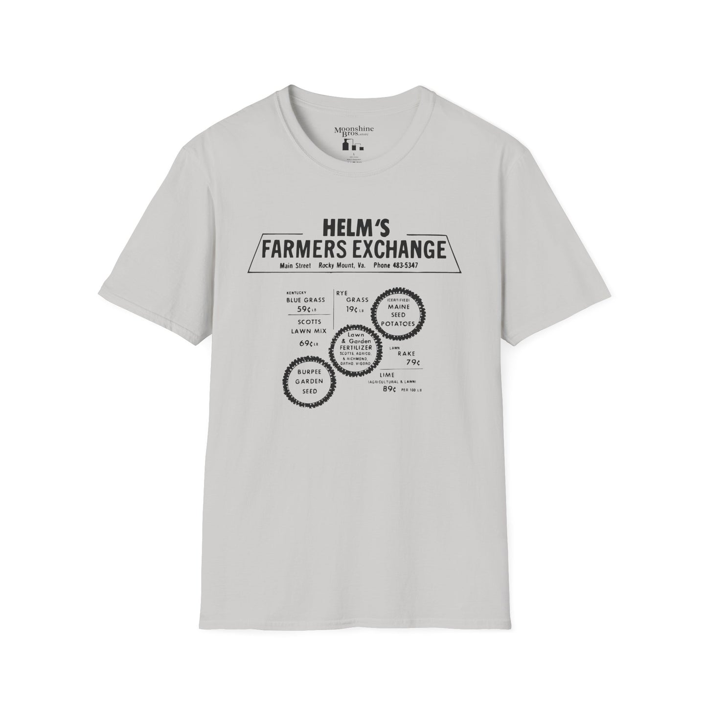Helms Farmers Exchange — Moonshine History Front & Back Print Shirt