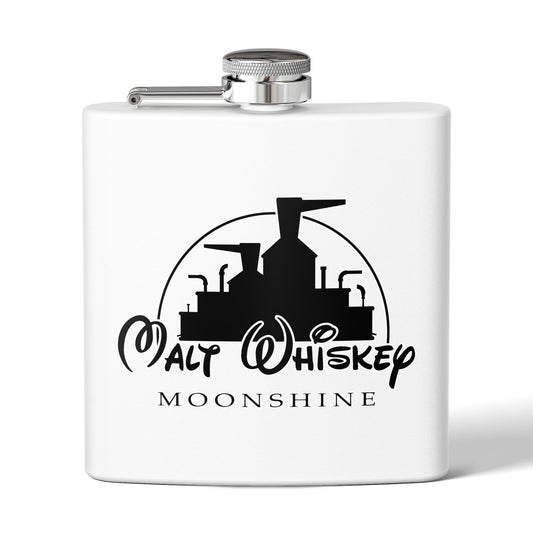 Malt Whiskey Moonshine Parody 6oz Stainless Steel Flask - Multiple Colors!