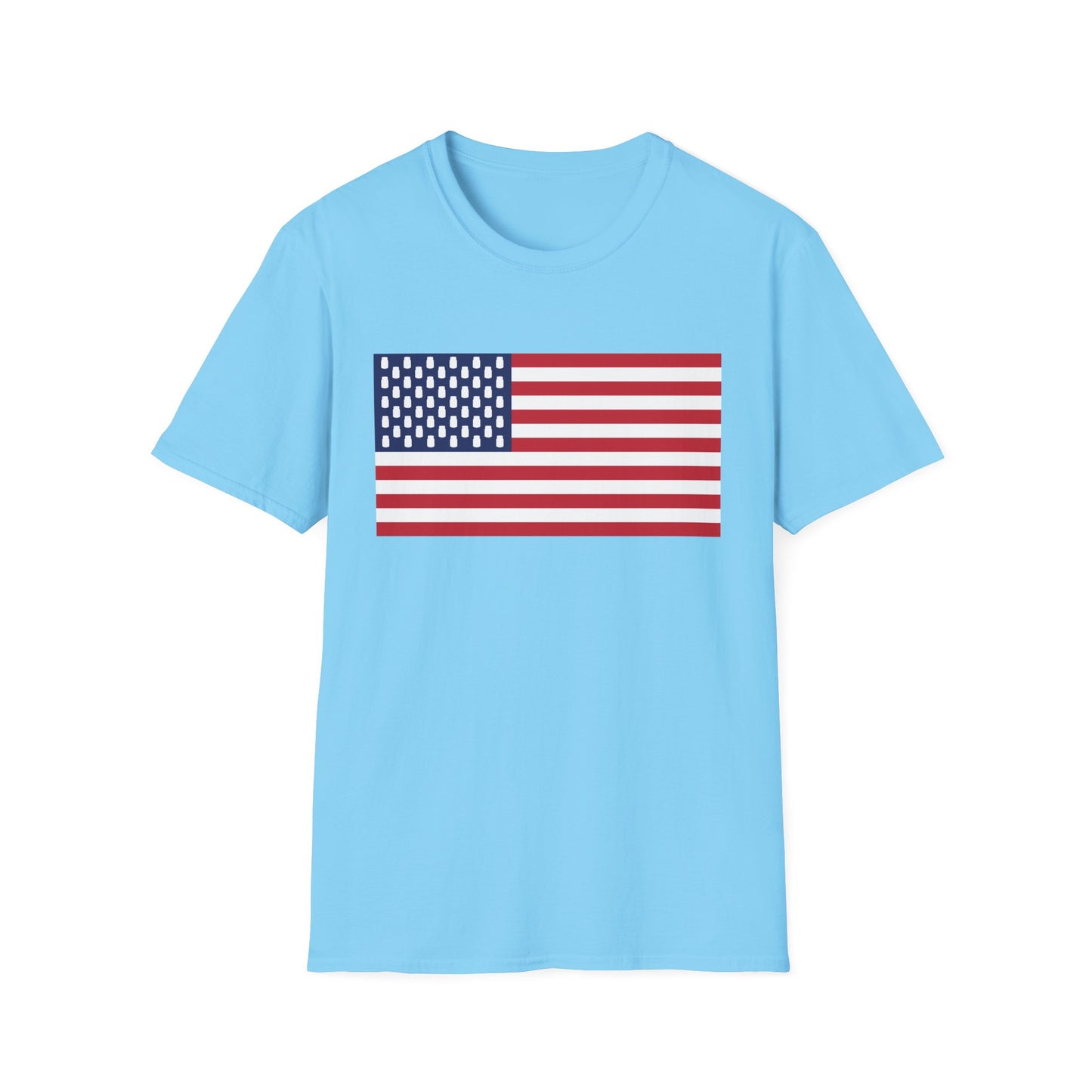 Mason Jar American Flag "Jars & Stripes" Softstyle Tee T-Shirt