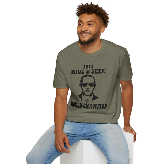 DB Cooper 1971 Hide & Seek World Champion Funny Softstyle Tee T-Shirt