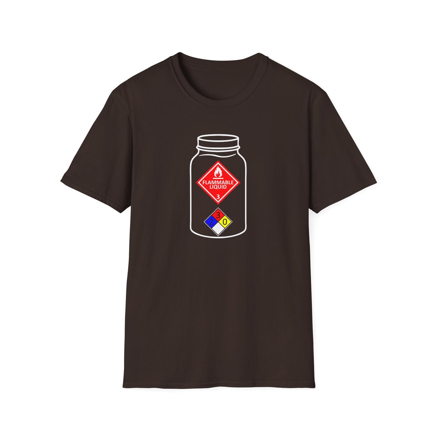 NFPA-704 Flammable Liquids Warning Moonshine & Distilling Softstyle Tee T-Shirt