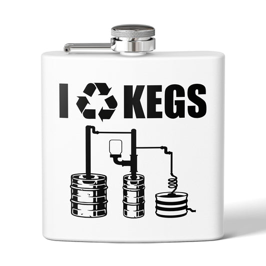 I Recycle Kegs Moonshiner & Hobbyist Distiller 6oz Stainless Steel Flask - Multiple Colors!