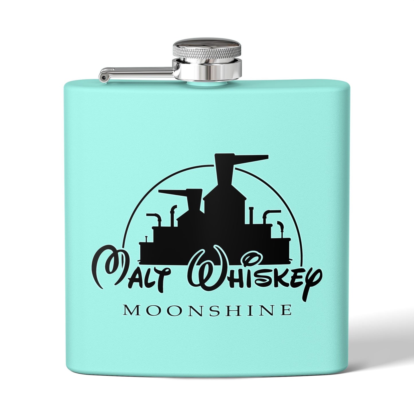 Malt Whiskey Moonshine Parody 6oz Stainless Steel Flask - Multiple Colors!