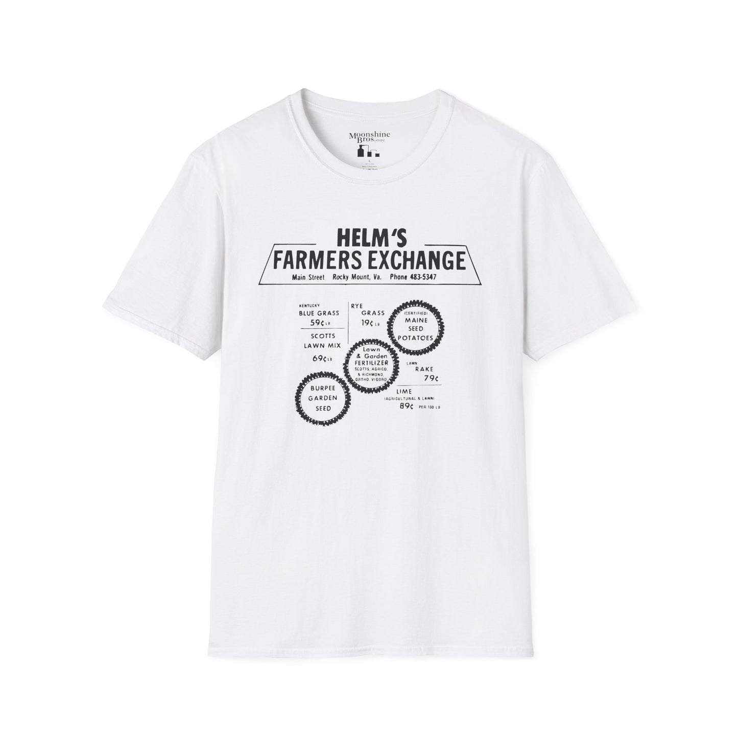 Helms Farmers Exchange — Moonshine History Front & Back Print Shirt