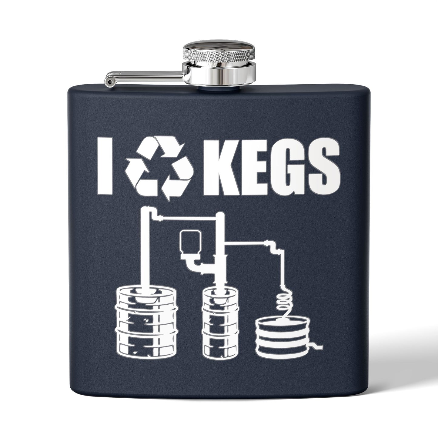 I Recycle Kegs Moonshiner & Hobbyist Distiller 6oz Stainless Steel Flask - Multiple Colors!
