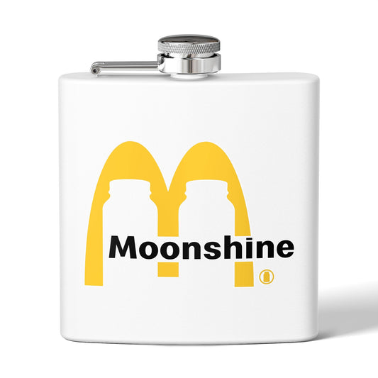 Fast Food Moonshine Mason Jars Parody 6oz Stainless Steel Flask - Multiple Colors!